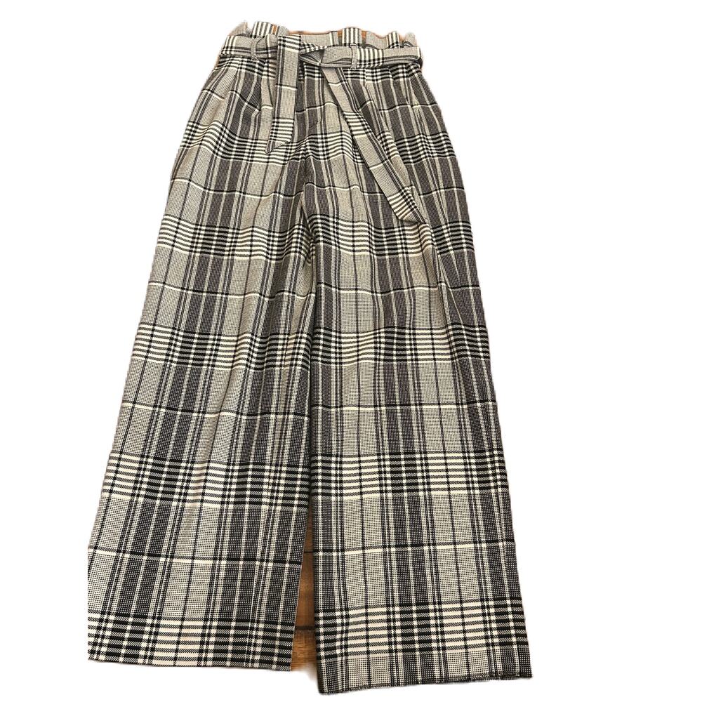 Alice + Olive Farrel Plaid Paperbag Wide-leg Black and White Dress Pants Size 4